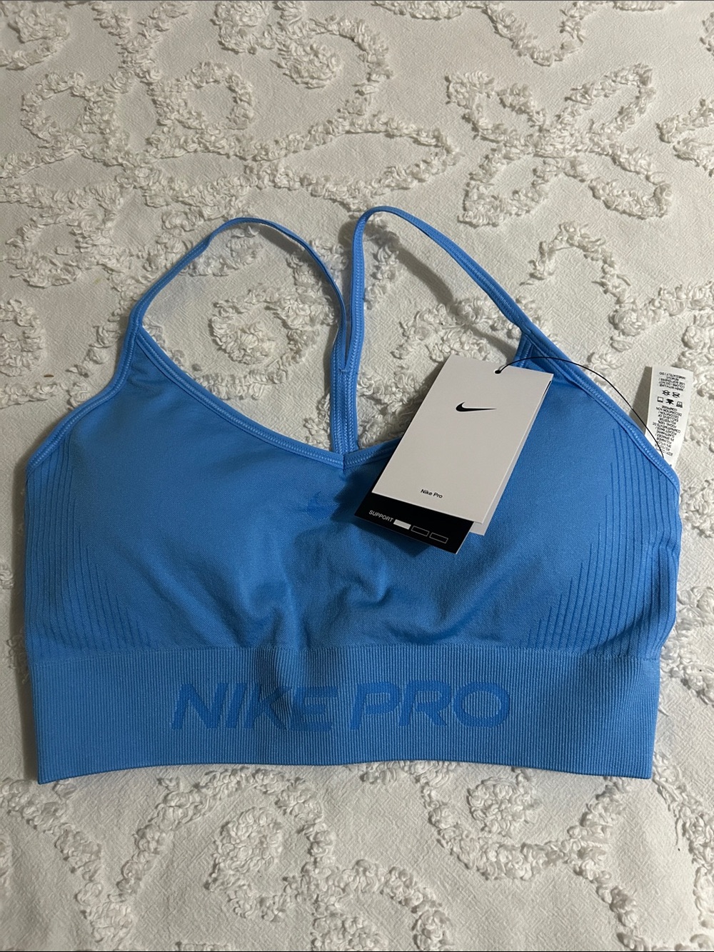 Nike Pro Sky Blue Seamless Light-Support Sports Bra